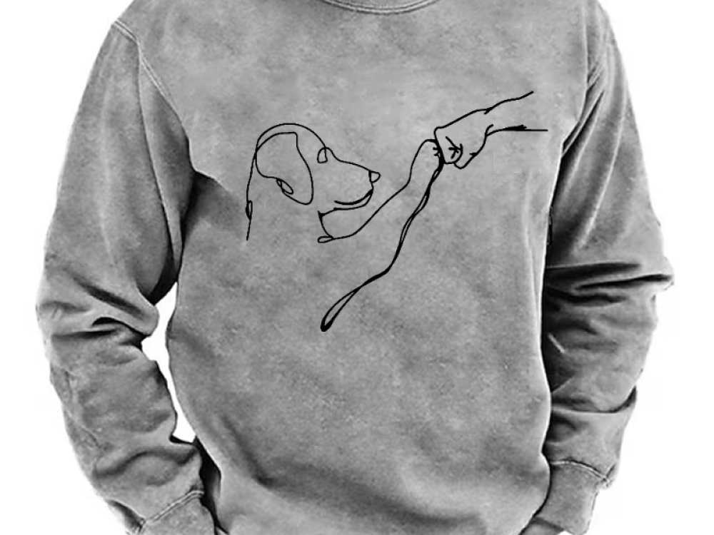 Dog Fist Bump Funny Print Sweatshirt