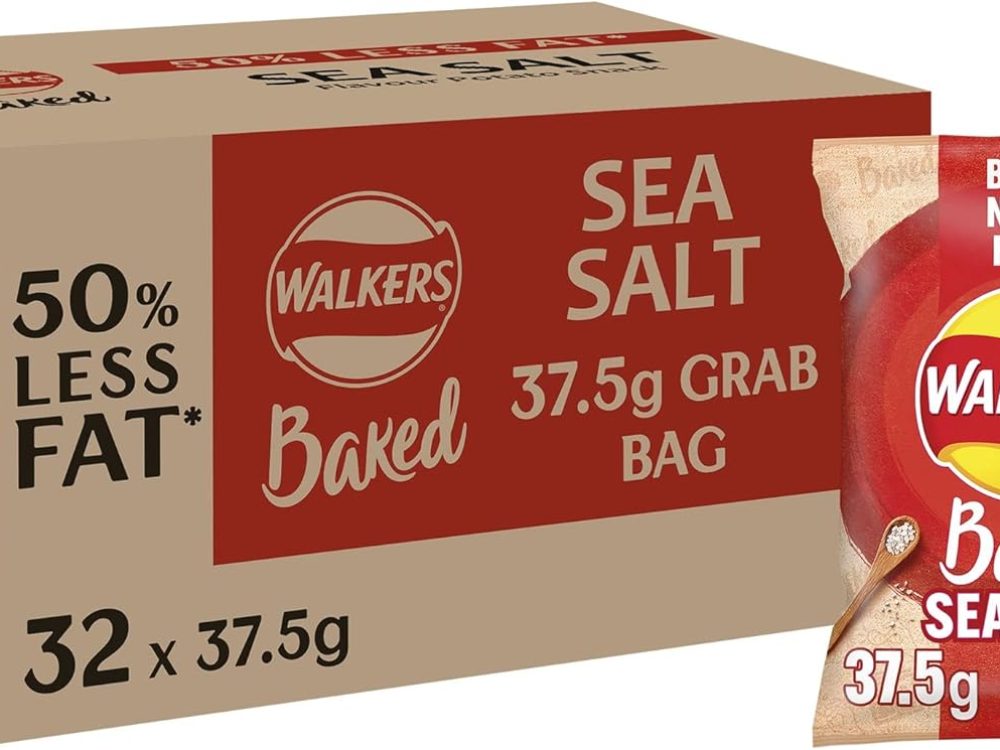 Walkers Baked Ready Salted Crisps, 37.5 g, (Case of 32 Bags)